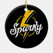 スパーキーエレクトリシおもしろいャンリネマンパパレトロ セラミックオーナメント (裏面)