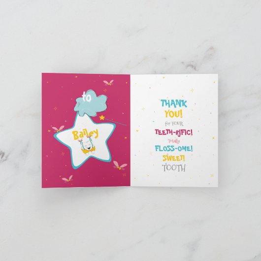 スパークおもしろいリー魔法の歯の妖精ありがとう カード (内部)