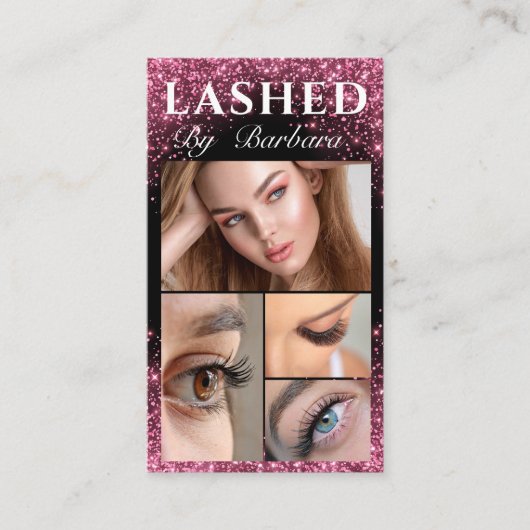 スパークかわいらしリーピンクグリッタータイポグラフィまばゆいqr 名刺 (正面)