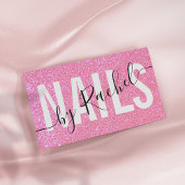 スパークかわいらしリーピンクグリッタータイポグラフィネイルアーティスト 名刺