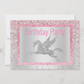 スパークかわいらしル付きユニコーン誕生日 招待状 (正面)