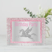 スパークかわいらしル付きユニコーン誕生日 招待状 (スタンド正面)