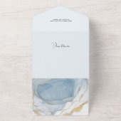 スパークエレガントリーブルー&金ゴールドアルコールインク写真 オールインワン招待状 (外側)