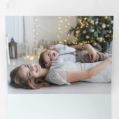 スパークエレガントリーブルー&金ゴールドアルコールインク写真 三つ折りクリスマスカード (内部最初)