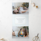 スパークエレガントリーブルー&金ゴールドアルコールインク写真 三つ折りクリスマスカード (内部)