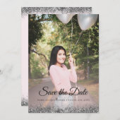 スパークエレガントルピンクキンチェニェラ日付を保存 セーブザデート (正面/裏面)