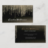 スパークエレガントル金ゴールド結晶ラインストーンブラック 名刺 (正面/裏面)