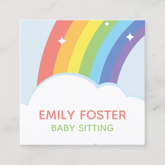 スパークカラフルリーレインボークラウドカスタム スクエア名刺 (正面)