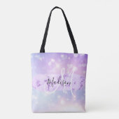 スパークガーリーリーユニコーンレインボーハートモノグラム トートバッグ (裏面)