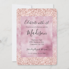 スパークガーリールピンクグリッター 招待状