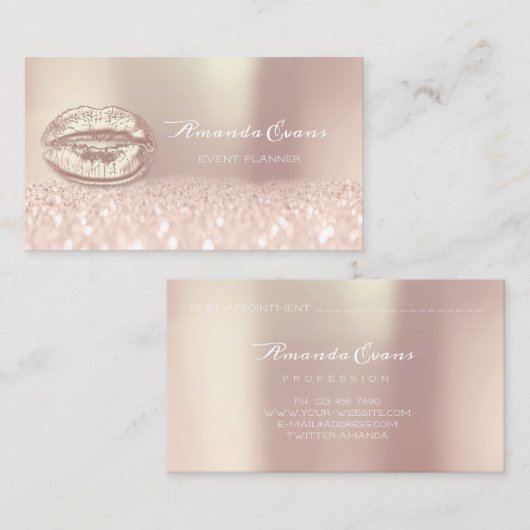 スパークグリッターキスバラ金ゴールドメイクアップアーティストリップ 予約カード (正面/裏面)