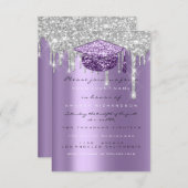 スパークグリッタードリップシルバーパープルグレイ大学院 招待状 (正面/裏面)