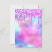 スパークグリッタードリップシルバーユニコーンピンクブライド16th 招待状 (裏面)