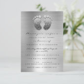 スパークグリッタードリップスシルバーグレーベビーシャワー足 招待状 (スタンド正面)