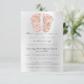 スパークグリッタードリップスバラグレーグレイ赤ちゃんシャワー足 招待状 (スタンド正面)