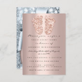 スパークグリッタードリップスバラブルーベビーシャワー足 招待状 (正面/裏面)