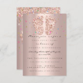 スパークグリッタードリップスバラConfettiベビーシャワー足 招待状 (正面/裏面)