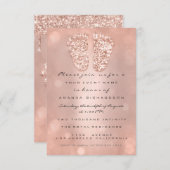 スパークグリッタードリップバラガールボーイベビーシャワー足 招待状 (正面/裏面)