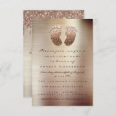 スパークグリッタードリップバラスキニーベビーシャワー足 招待状 (正面/裏面)