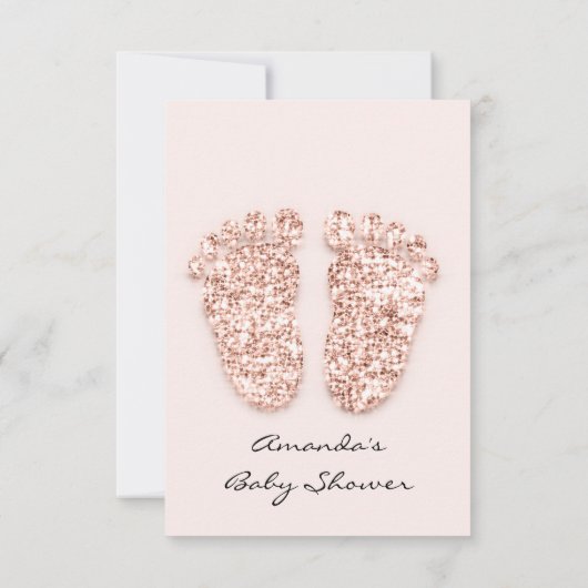 スパークグリッタードリップバラベビーシャワーガールボーイ足 招待状 (裏面)