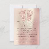 スパークグリッタードリップバラ金ゴールドグレイ赤ちゃんシャワー足 招待状 (正面)