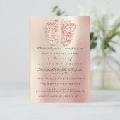 スパークグリッタードリップバラ金ゴールドグレイ赤ちゃんシャワー足 招待状 (スタンド正面)