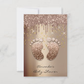 スパークグリッタードリップバラ金ゴールドベビーシャワー足 招待状 (裏面)