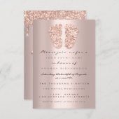 スパークグリッタードリップバラVIPベビーシャワー足 招待状 (正面/裏面)