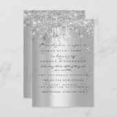 スパークグリッターバラシルバーブライダルスウィート16雪 招待状 (正面/裏面)