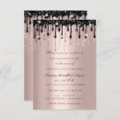 スパークグリッターブラックドリップバラブライダルシャワー 招待状 (正面/裏面)