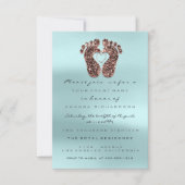 スパークグリッターベビーシャワー足バラスキニーブルー 招待状 (正面)