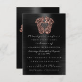 スパークグリッターベビーシャワー足バラスキンブラック 招待状 (正面/裏面)