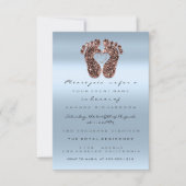 スパークグリッターベビーシャワー足バラスキンブルーVIP 招待状 (正面)