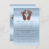 スパークグリッターベビーシャワー足バラスキンブルーVIP 招待状 (正面/裏面)