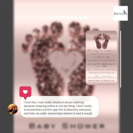 スパークグリッターベビーシャワー足バラスキン赤面VIP 招待状