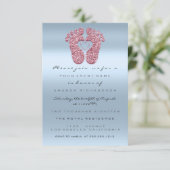 スパークグリッターベビーシャワー足バラピンクブルーVIP 招待状 (スタンド正面)