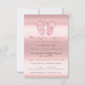 スパークグリッターベビーシャワー足バラピンク王室の 招待状 (正面)