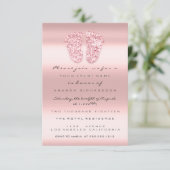 スパークグリッターベビーシャワー足バラピンク王室の 招待状 (スタンド正面)