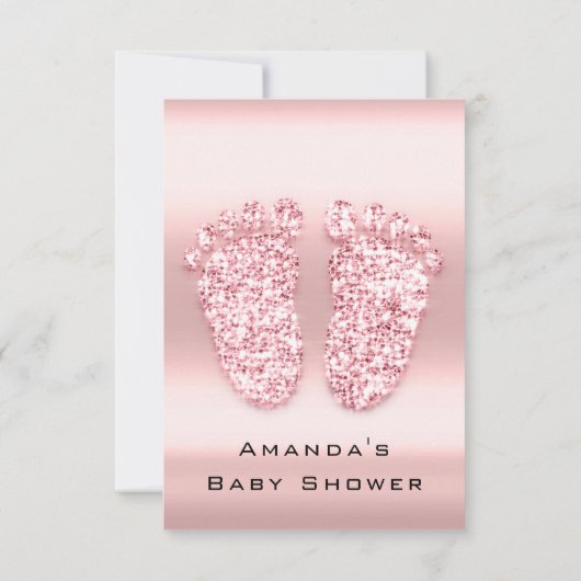 スパークグリッターベビーシャワー足バラピンク王室の 招待状 (裏面)