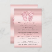 スパークグリッターベビーシャワー足バラピンク王室の 招待状 (正面/裏面)