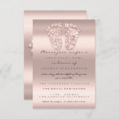 スパークグリッターベビーシャワー足バラピンク赤面 招待状 (正面/裏面)