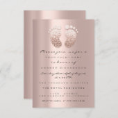 スパークグリッターベビーシャワー足バラ赤面ガールボーイ 招待状 (正面/裏面)