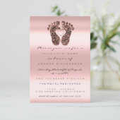 スパークグリッターベビーシャワー足バラ赤面 王室の 招待状 (スタンド正面)