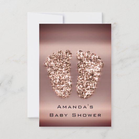 スパークグリッターベビーシャワー足バラ金ゴールドスキニー 招待状 (裏面)