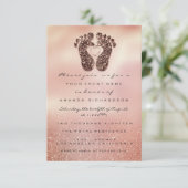 スパークグリッターベビーシャワー足バラ金ゴールドGlam VIP 招待状 (スタンド正面)