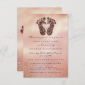 スパークグリッターベビーシャワー足バラ金ゴールドGlam VIP 招待状 (正面/裏面)