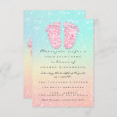 スパークグリッターベビーシャワー足ピンクグラデーションスパーク 招待状 (正面/裏面)