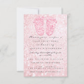 スパークグリッターベビーシャワー足ピンクローズガール 招待状 (正面)