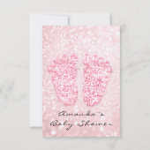 スパークグリッターベビーシャワー足ピンクローズガール 招待状 (裏面)