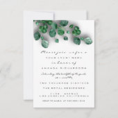 スパークグリッターホワイトローズグリーンベビーシャワー足 招待状 (正面)